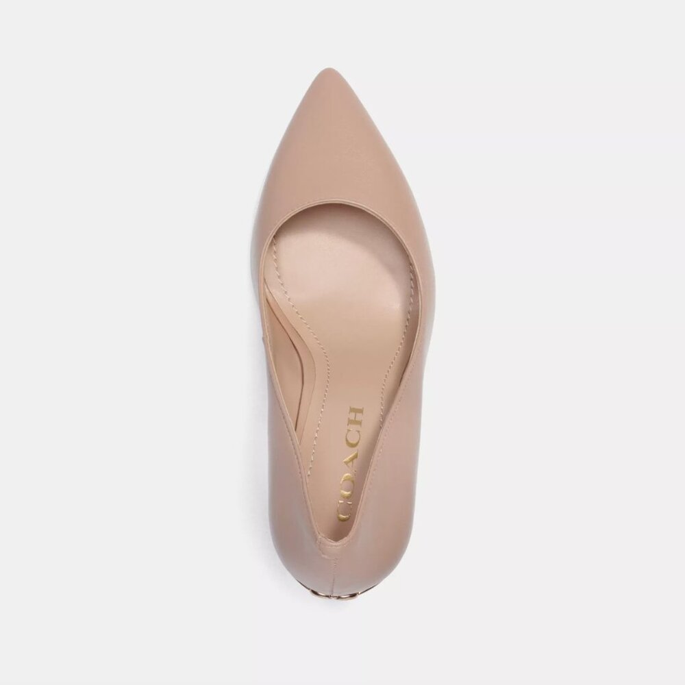 NWT COACH Women Heel Wiley Pump - Leather in Beechwood - Size 5.5, Height: 3.5" - Picture 4 of 6